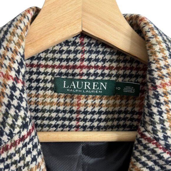 Ralph Lauren Houndstooth Plaid Wool Reefer Coat Old Money Preppy Academia 6 - Picture 6 of 10